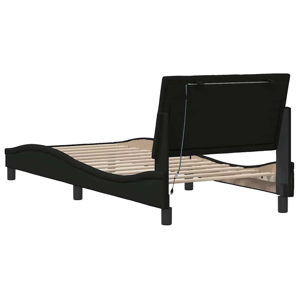 Bed Frame Without Mattress &amp;quot;Hanko&amp;quot; Black 80X200Cm Fabric