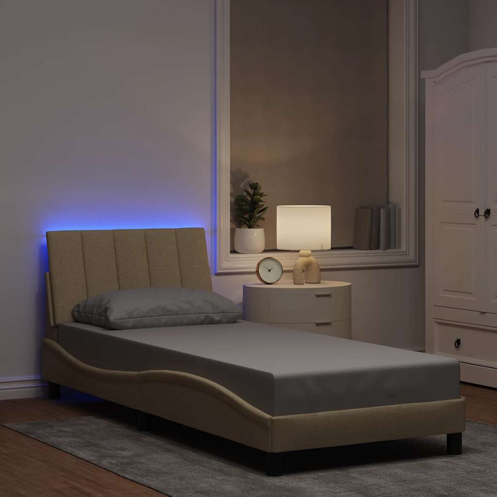 Bed Frame Without Mattress &amp;quot;Hanko&amp;quot; Cream 120X200Cm Fabric