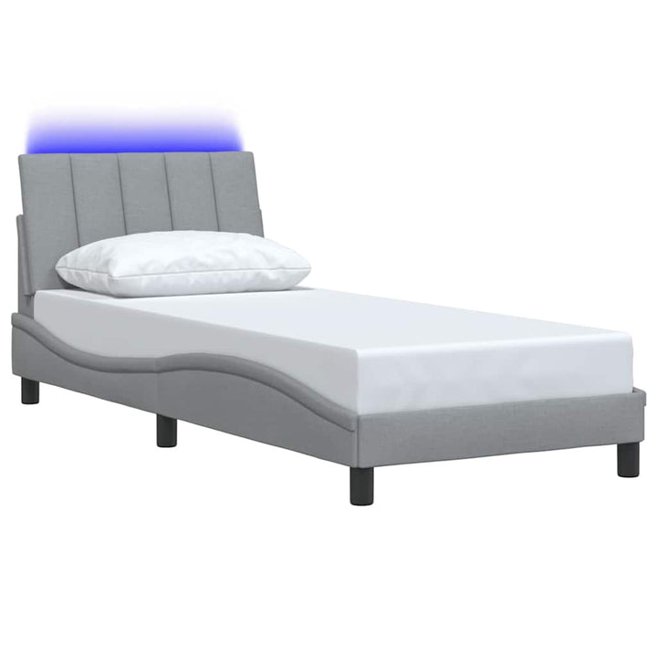 Bed Frame Without Mattress &amp;quot;Hanko&amp;quot; Light Grey 90X190Cm Fabric