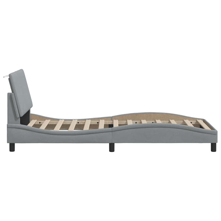 Bed Frame Without Mattress &amp;quot;Hanko&amp;quot; Light Grey 90X190Cm Fabric