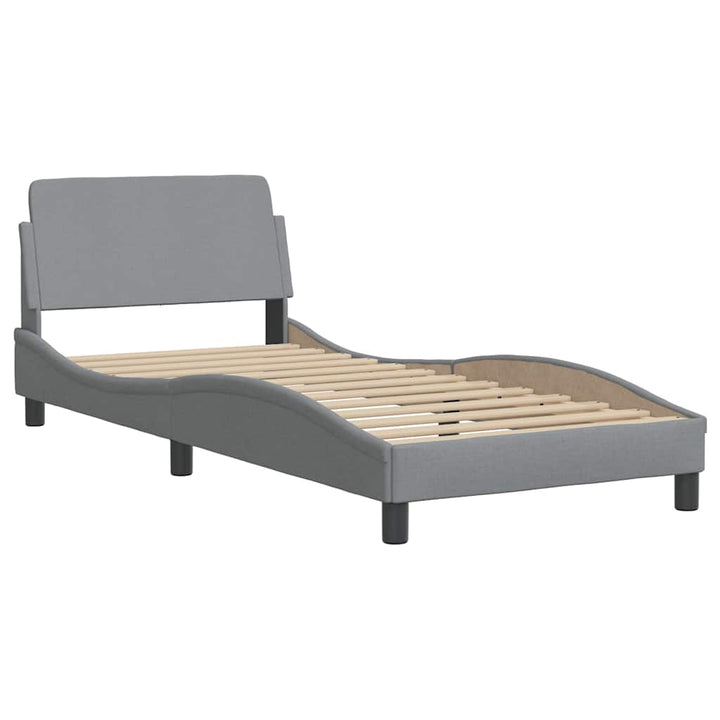 Bed Frame Without Mattress &amp;quot;Hanko&amp;quot; Light Grey 90X190Cm Fabric