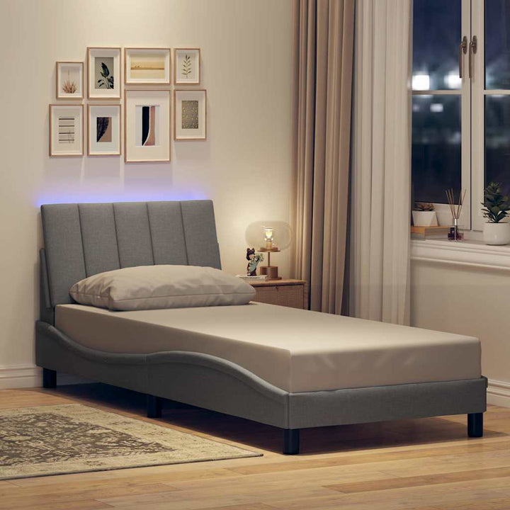 Bed Frame Without Mattress &amp;quot;Hanko&amp;quot; Light Grey 90X190Cm Fabric
