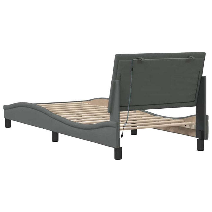 Bed Frame Without Mattress &amp;quot;Hanko&amp;quot; Dark Grey 90X190Cm Fabric