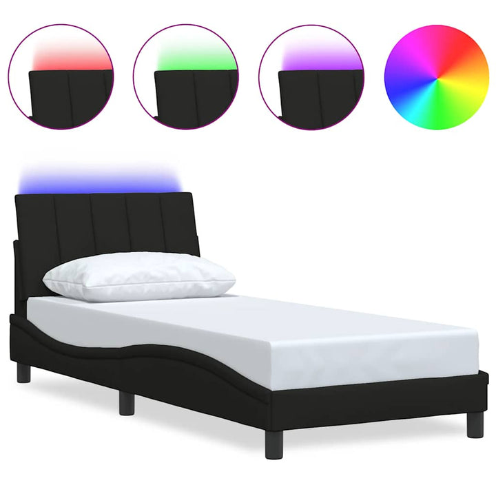 Bed Frame Without Mattress &amp;quot;Hanko&amp;quot; Black 90X190Cm Fabric