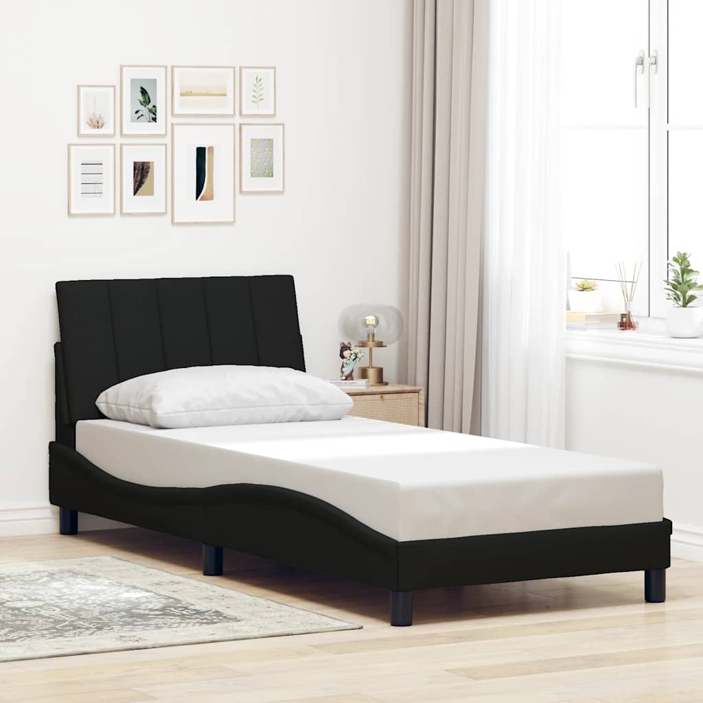 Bed Frame Without Mattress &amp;quot;Hanko&amp;quot; Black 90X190Cm Fabric