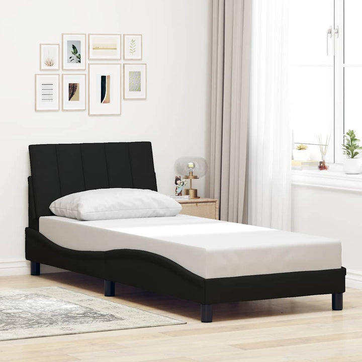 Bed Frame Without Mattress &amp;quot;Hanko&amp;quot; Black 90X190Cm Fabric