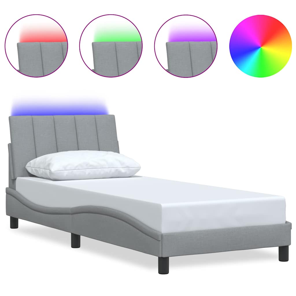 Bed Frame Without Mattress "Hanko" Light Grey 90X200Cm Fabric