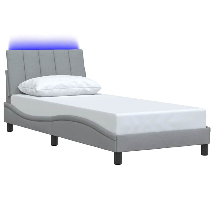 Bed Frame Without Mattress &amp;quot;Hanko&amp;quot; Light Grey 90X200Cm Fabric
