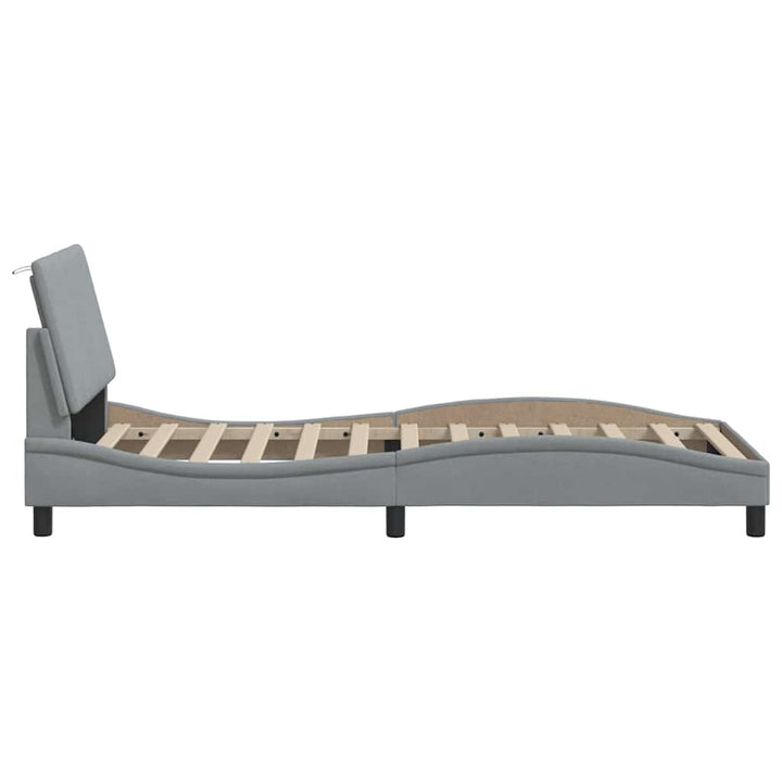 Bed Frame Without Mattress &amp;quot;Hanko&amp;quot; Light Grey 90X200Cm Fabric
