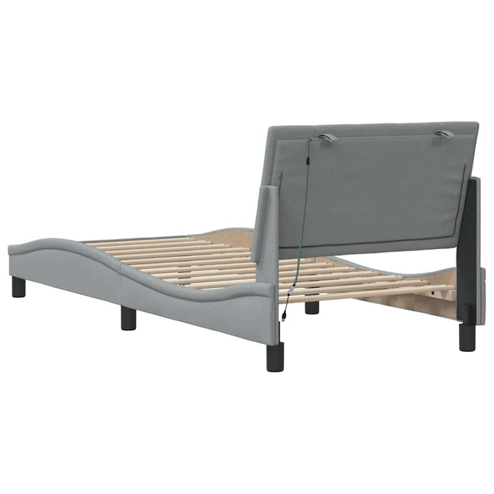 Bed Frame Without Mattress &amp;quot;Hanko&amp;quot; Light Grey 90X200Cm Fabric