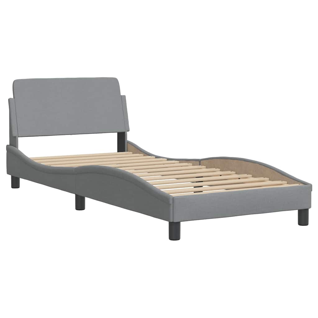 Bed Frame Without Mattress &amp;quot;Hanko&amp;quot; Light Grey 90X200Cm Fabric