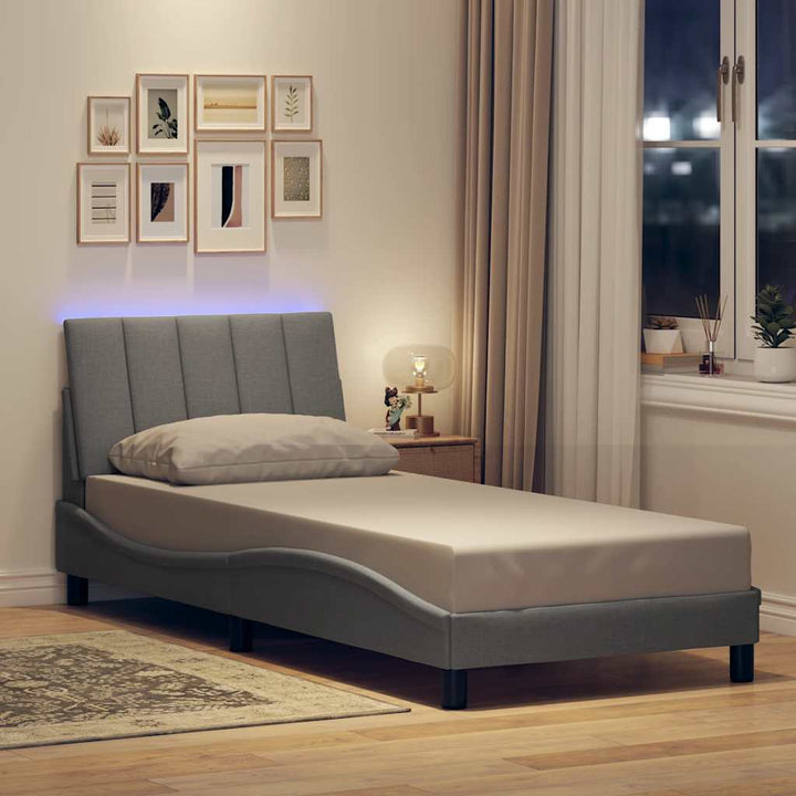 Bed Frame Without Mattress &amp;quot;Hanko&amp;quot; Light Grey 90X200Cm Fabric