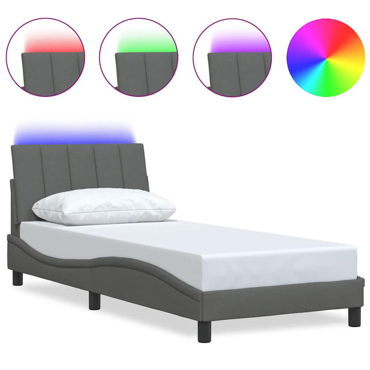Bed Frame Without Mattress &amp;quot;Hanko&amp;quot; Dark Grey 90X200Cm Fabric