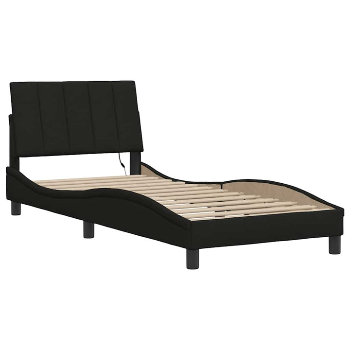 Bed Frame Without Mattress &amp;quot;Hanko&amp;quot; Black 90X200Cm Fabric