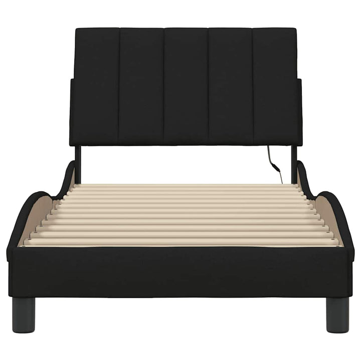 Bed Frame Without Mattress &amp;quot;Hanko&amp;quot; Black 90X200Cm Fabric