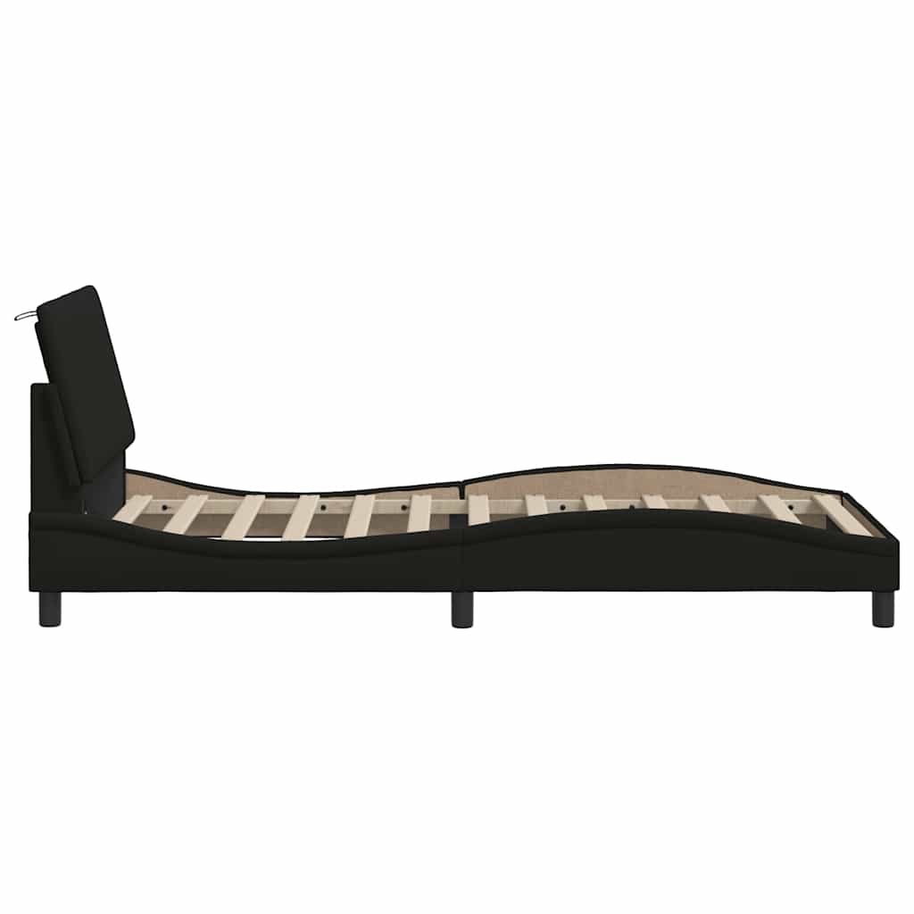 Bed Frame Without Mattress &amp;quot;Hanko&amp;quot; Black 90X200Cm Fabric