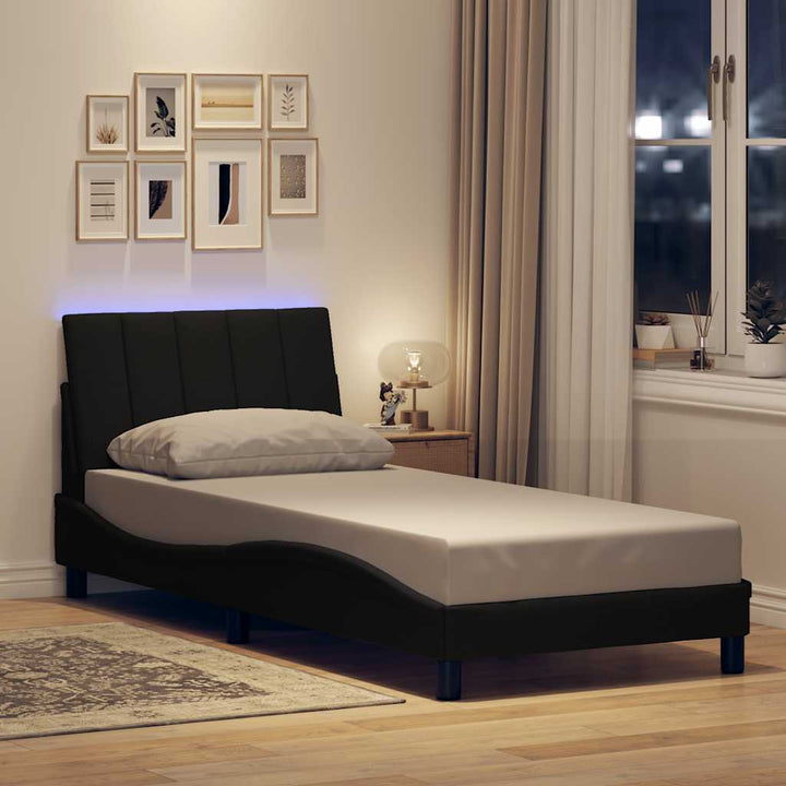 Bed Frame Without Mattress &amp;quot;Hanko&amp;quot; Black 90X200Cm Fabric