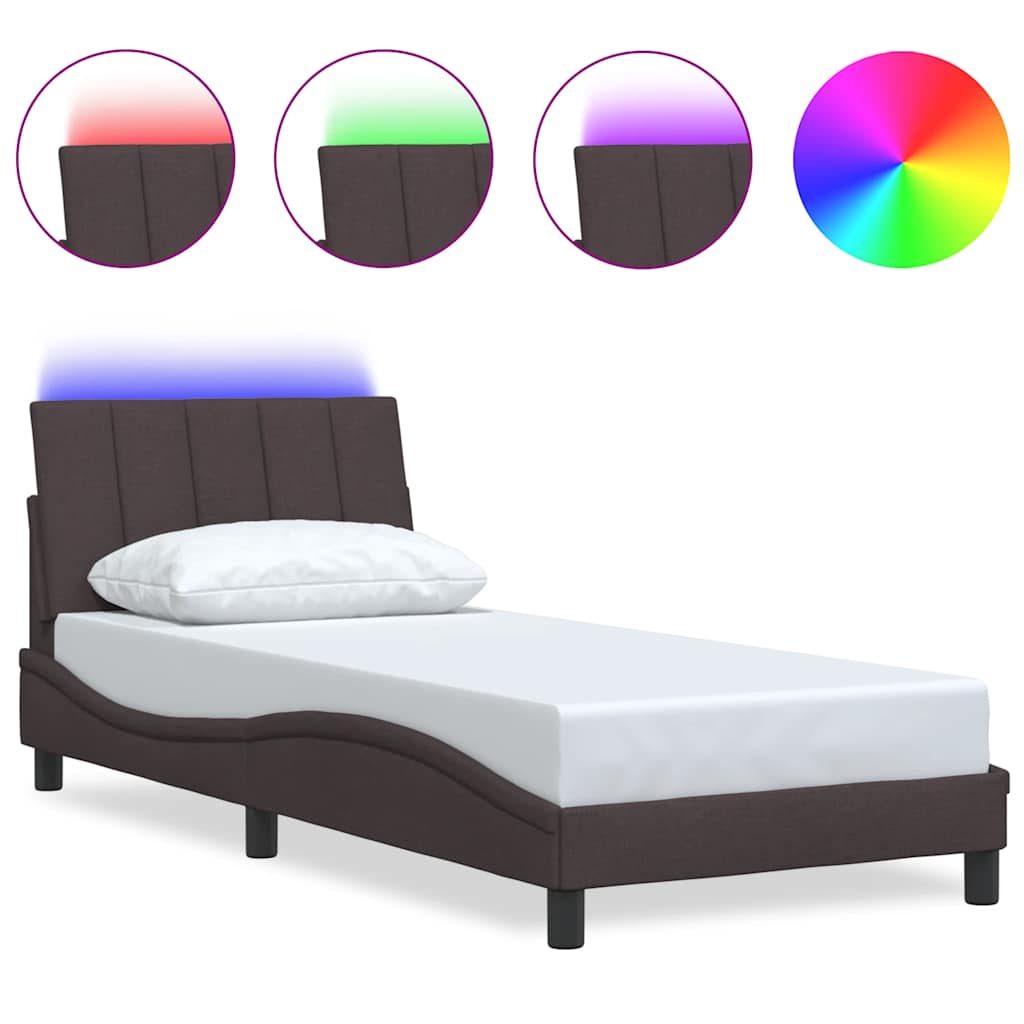 Bed Frame Without Mattress &amp;quot;Hanko&amp;quot; Dark Brown 90X200Cm Fabric