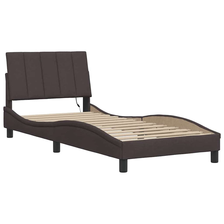 Bed Frame Without Mattress &amp;quot;Hanko&amp;quot; Dark Brown 90X200Cm Fabric