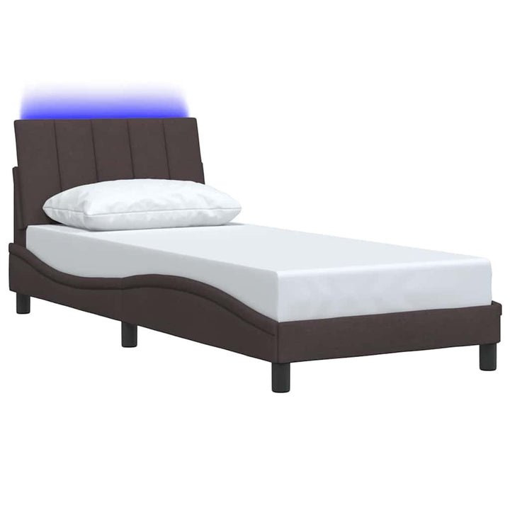 Bed Frame Without Mattress &amp;quot;Hanko&amp;quot; Dark Brown 90X200Cm Fabric