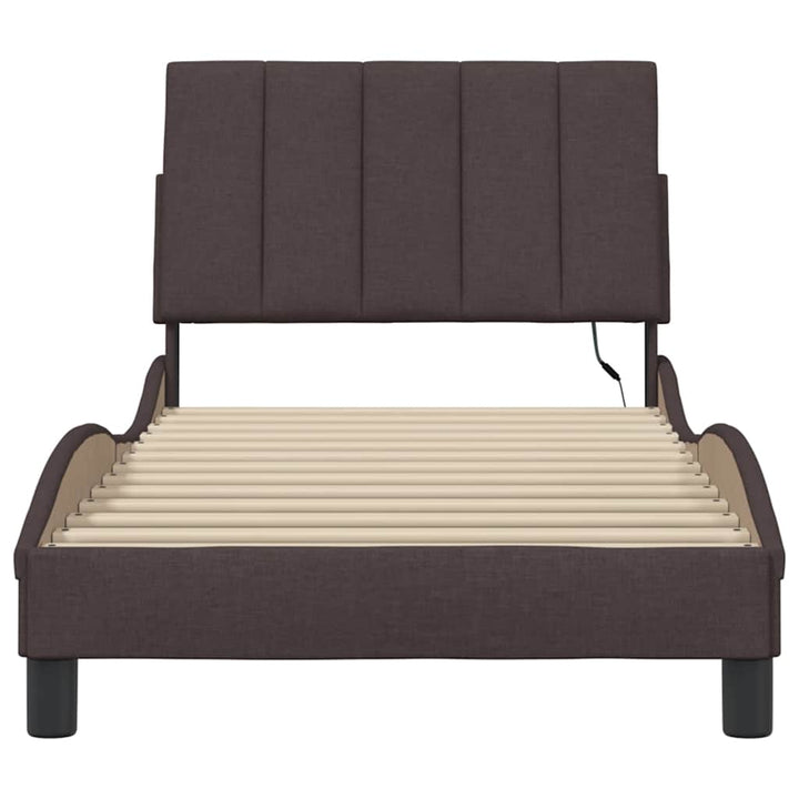 Bed Frame Without Mattress &amp;quot;Hanko&amp;quot; Dark Brown 90X200Cm Fabric