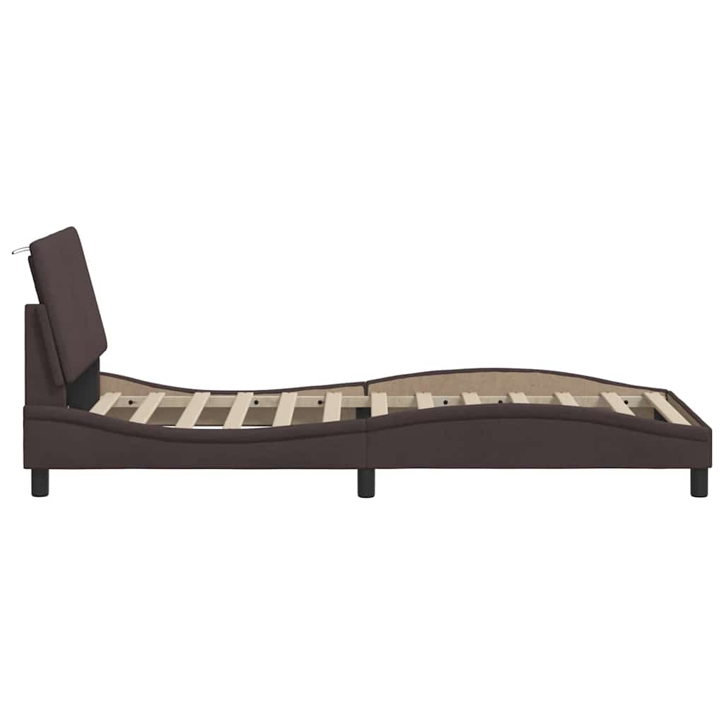 Bed Frame Without Mattress &amp;quot;Hanko&amp;quot; Dark Brown 90X200Cm Fabric