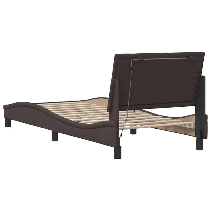 Bed Frame Without Mattress &amp;quot;Hanko&amp;quot; Dark Brown 90X200Cm Fabric
