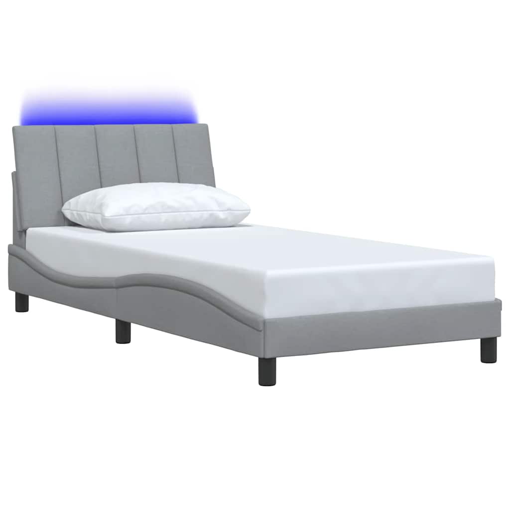 Bed Frame Without Mattress &amp;quot;Hanko&amp;quot; Light Grey 100X200Cm Fabric