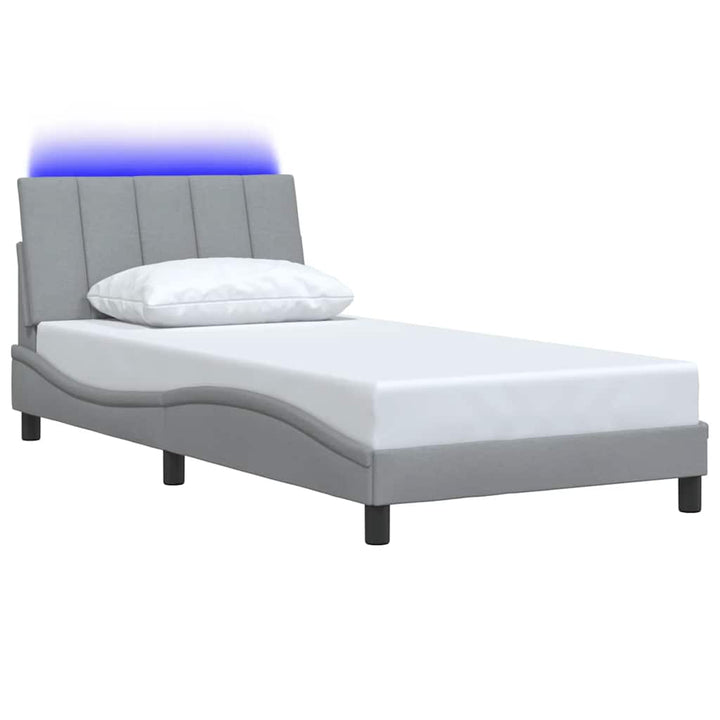 Bed Frame Without Mattress &amp;quot;Hanko&amp;quot; Light Grey 100X200Cm Fabric
