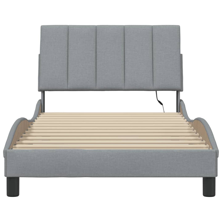 Bed Frame Without Mattress &amp;quot;Hanko&amp;quot; Light Grey 100X200Cm Fabric