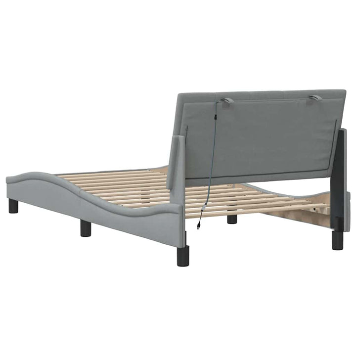 Bed Frame Without Mattress &amp;quot;Hanko&amp;quot; Light Grey 100X200Cm Fabric