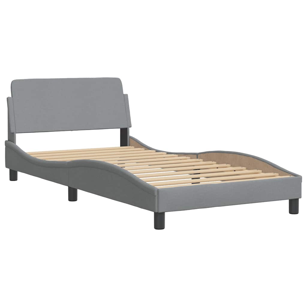 Bed Frame Without Mattress &amp;quot;Hanko&amp;quot; Light Grey 100X200Cm Fabric