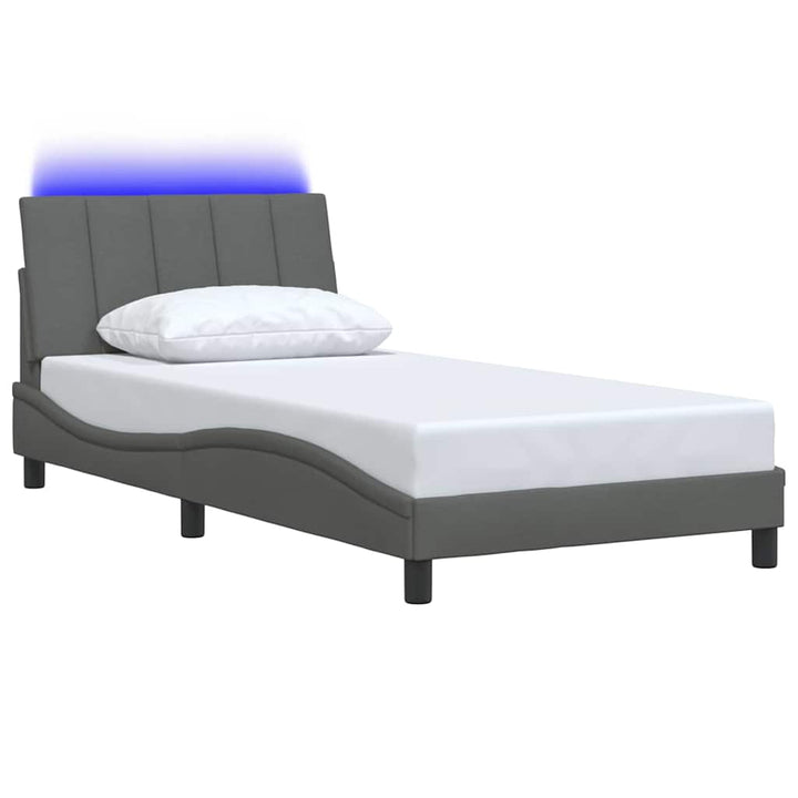 Bed Frame Without Mattress &amp;quot;Hanko&amp;quot; Dark Grey 100X200Cm Fabric