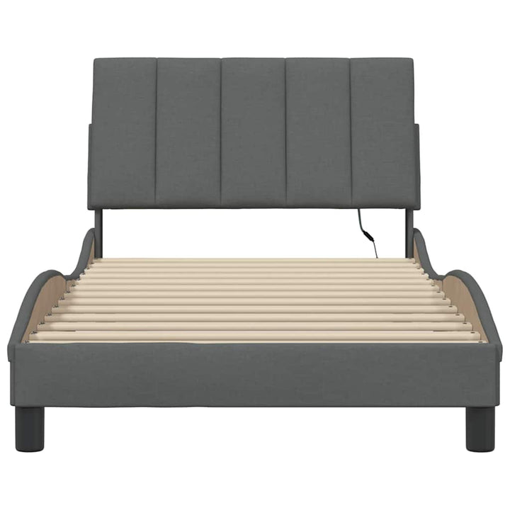 Bed Frame Without Mattress &amp;quot;Hanko&amp;quot; Dark Grey 100X200Cm Fabric