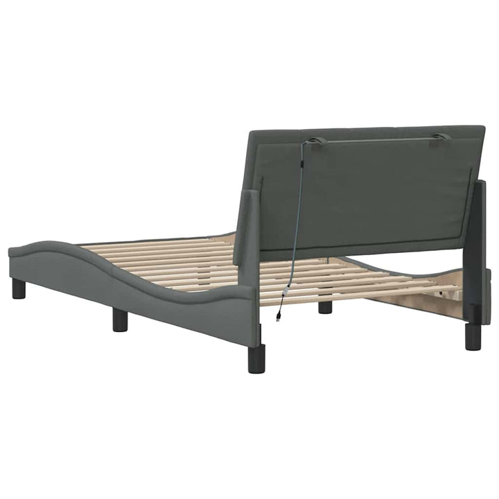 Bed Frame Without Mattress &amp;quot;Hanko&amp;quot; Dark Grey 100X200Cm Fabric
