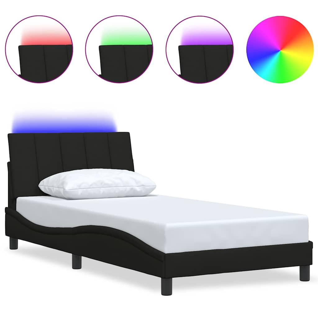 Bed Frame Without Mattress &amp;quot;Hanko&amp;quot; Black 100X200Cm Fabric