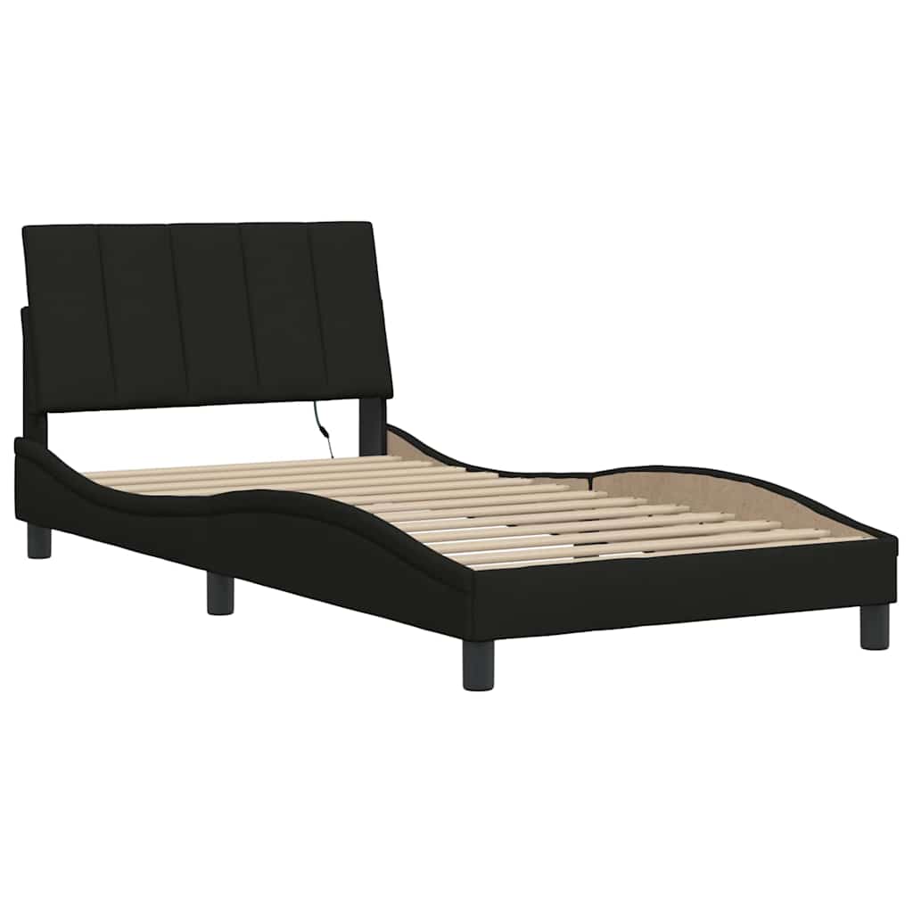 Bed Frame Without Mattress &amp;quot;Hanko&amp;quot; Black 100X200Cm Fabric