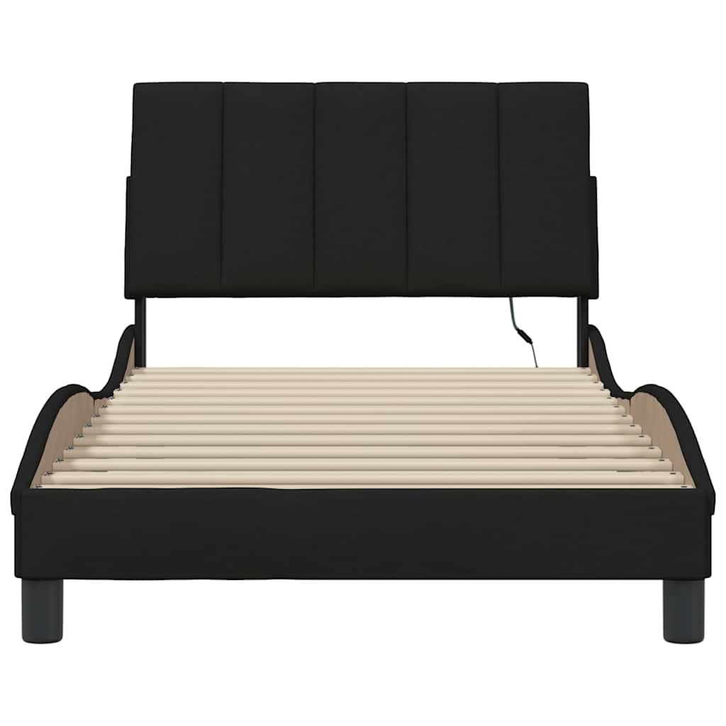 Bed Frame Without Mattress &amp;quot;Hanko&amp;quot; Black 100X200Cm Fabric