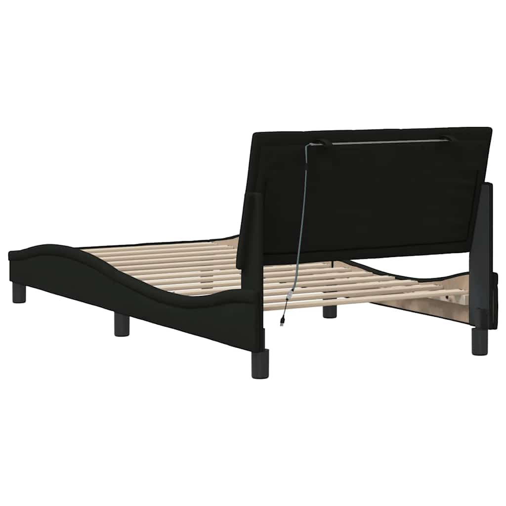 Bed Frame Without Mattress &amp;quot;Hanko&amp;quot; Black 100X200Cm Fabric