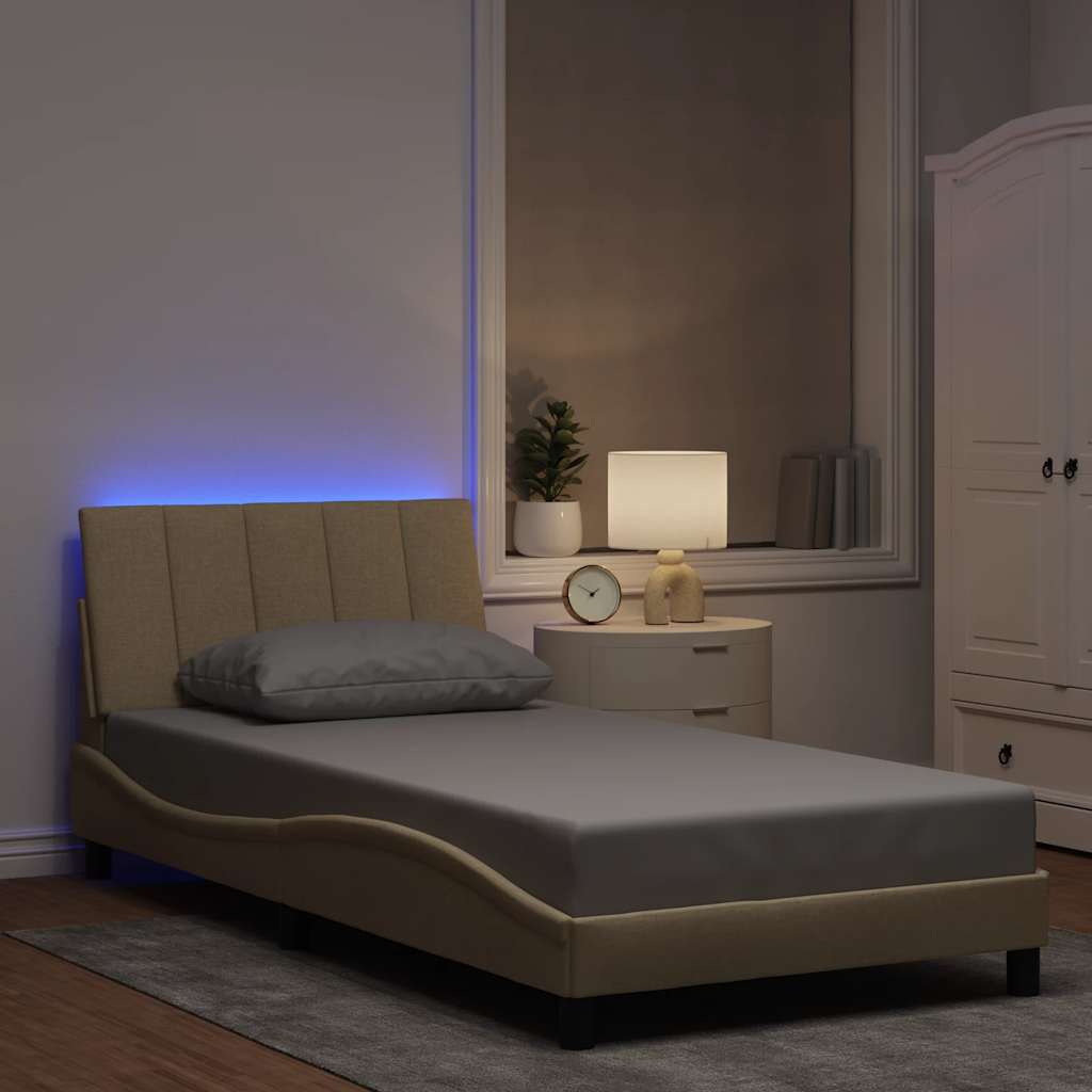 Bed Frame Without Mattress &amp;quot;Hanko&amp;quot; Cream 120X200Cm Fabric