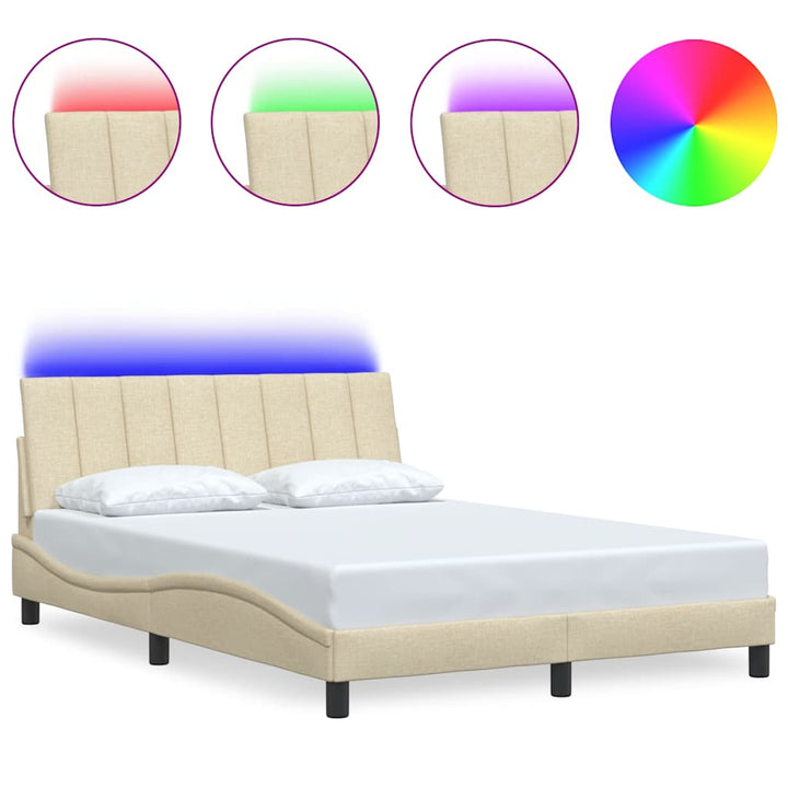 Bed Frame Without Mattress &amp;quot;Hanko&amp;quot; Cream 120X200Cm Fabric