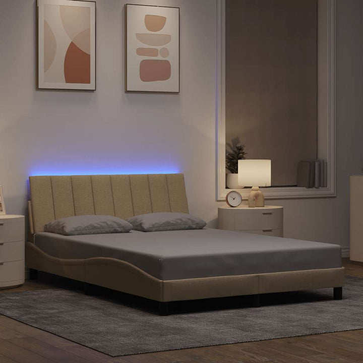 Bed Frame Without Mattress &amp;quot;Hanko&amp;quot; Cream 120X200Cm Fabric