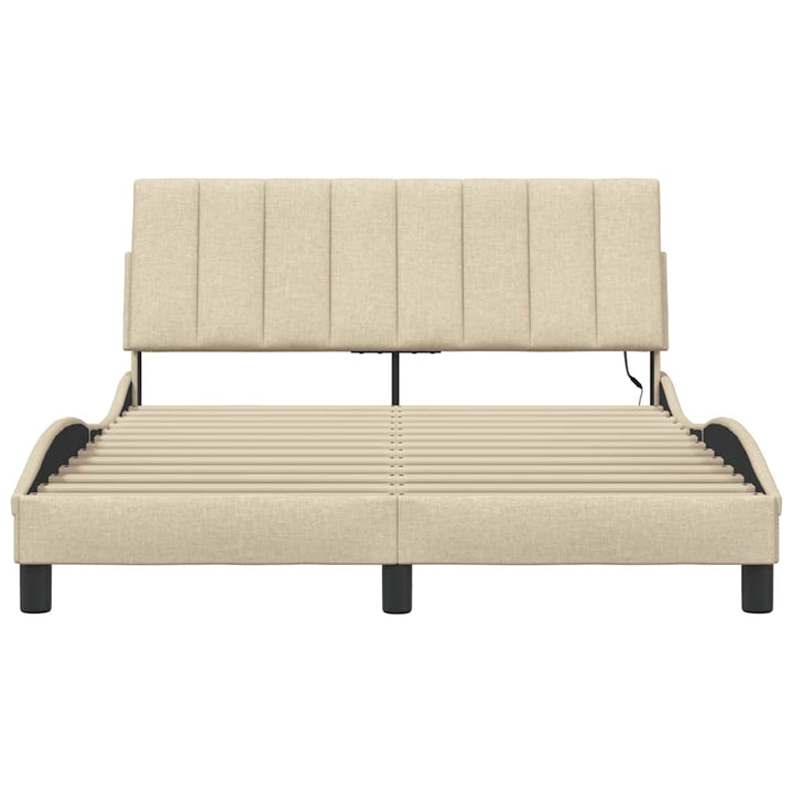 Bed Frame Without Mattress &amp;quot;Hanko&amp;quot; Cream 120X200Cm Fabric