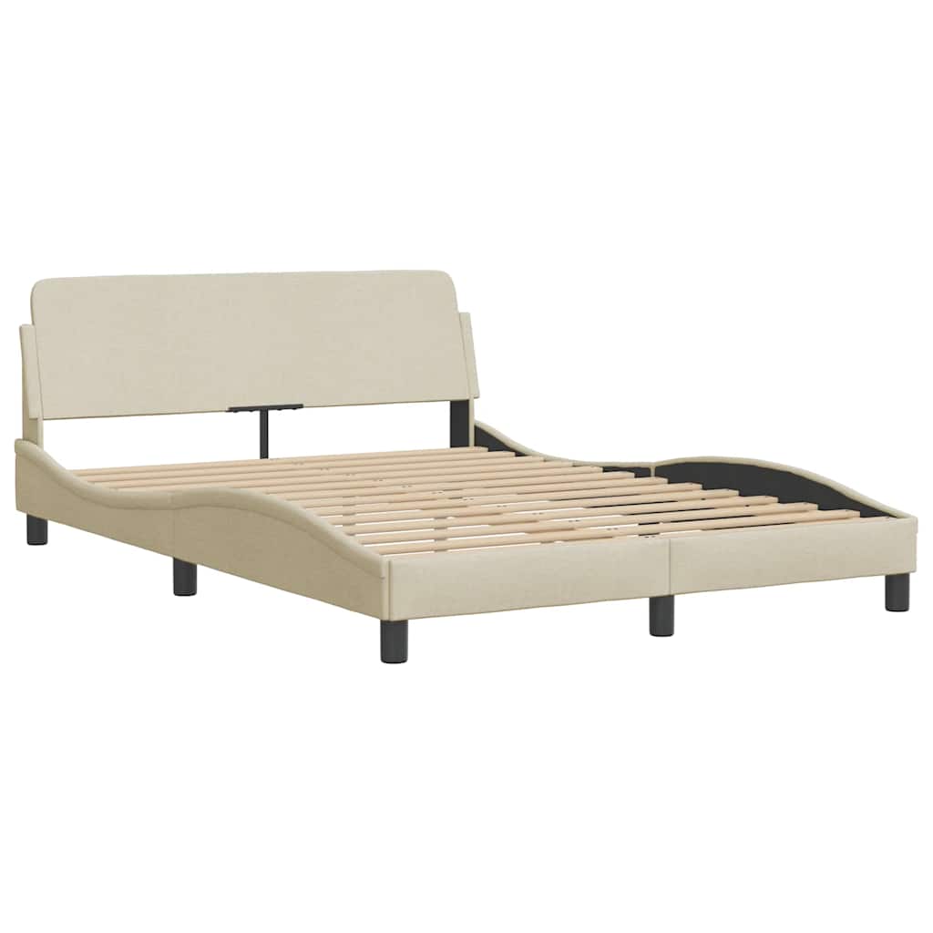 Bed Frame Without Mattress &amp;quot;Hanko&amp;quot; Cream 120X200Cm Fabric