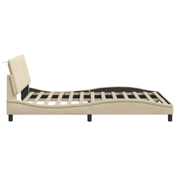 Bed Frame Without Mattress &amp;quot;Hanko&amp;quot; Cream 120X200Cm Fabric