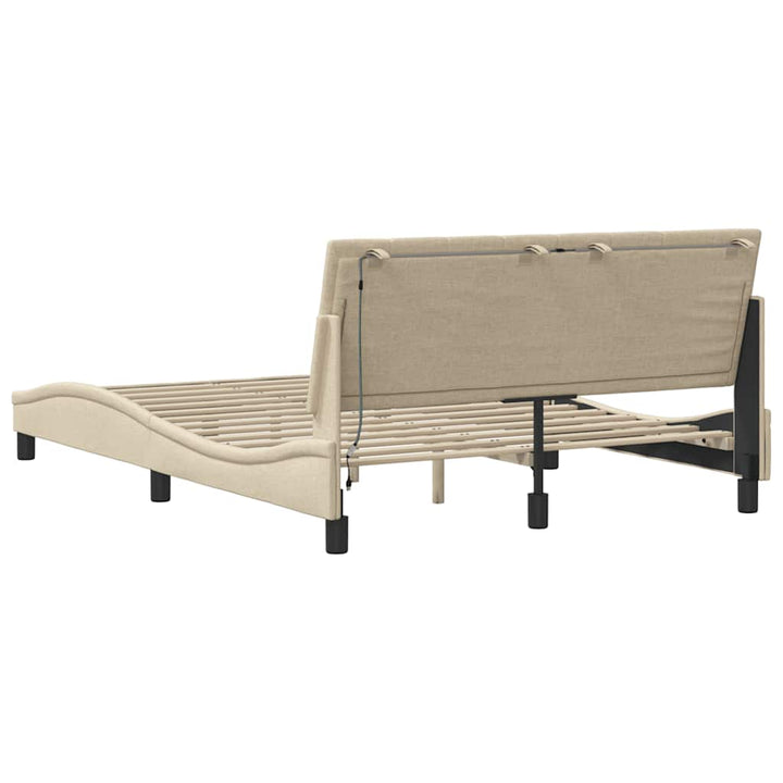 Bed Frame Without Mattress &amp;quot;Hanko&amp;quot; Cream 120X200Cm Fabric