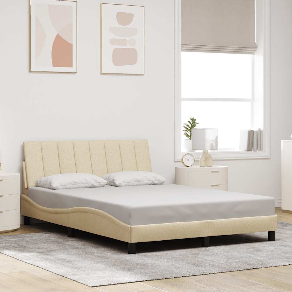 Bed Frame Without Mattress &amp;quot;Hanko&amp;quot; Cream 120X200Cm Fabric