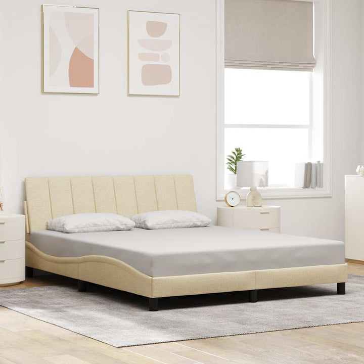Bed Frame Without Mattress &amp;quot;Hanko&amp;quot; Cream 120X200Cm Fabric