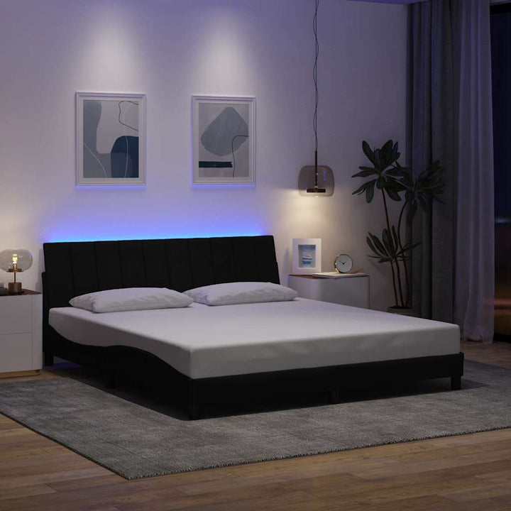 Bed Frame Without Mattress &amp;quot;Hanko&amp;quot; Black 180X200Cm Fabric