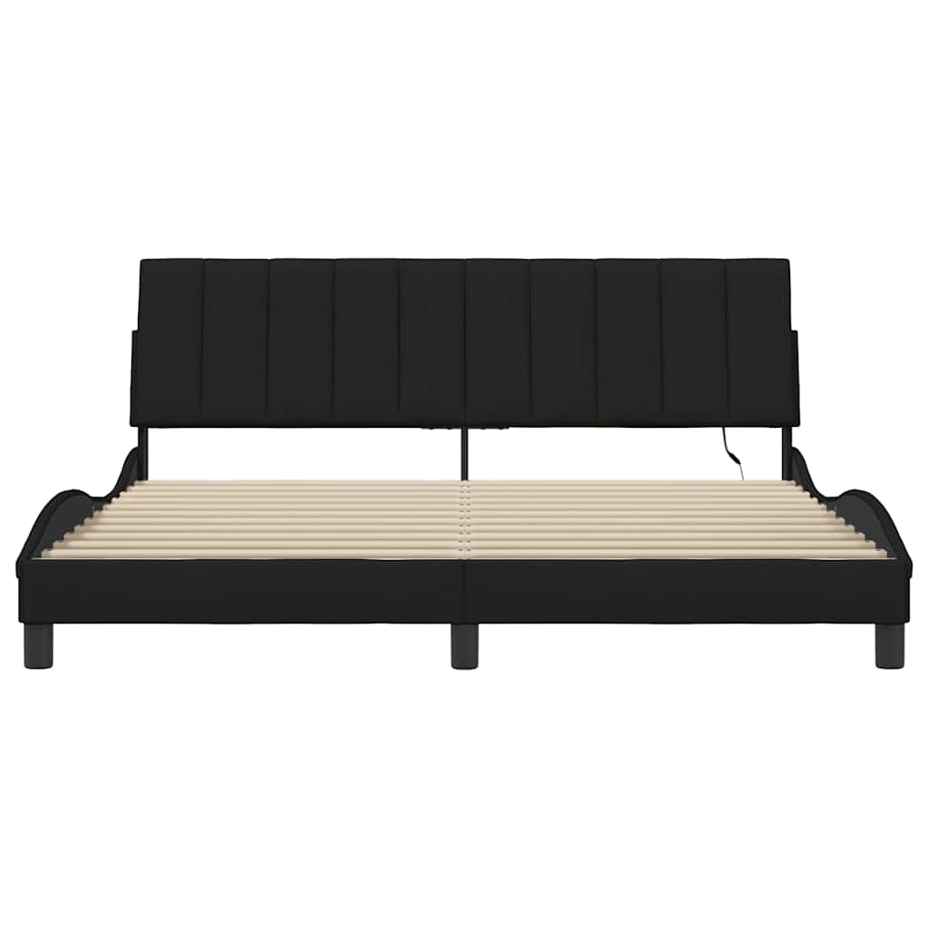Bed Frame Without Mattress &amp;quot;Hanko&amp;quot; Black 180X200Cm Fabric